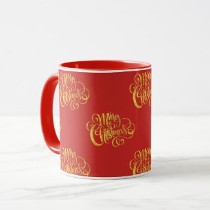 Faux Gold Kalligrafie Frohe Weihnachten Tasse