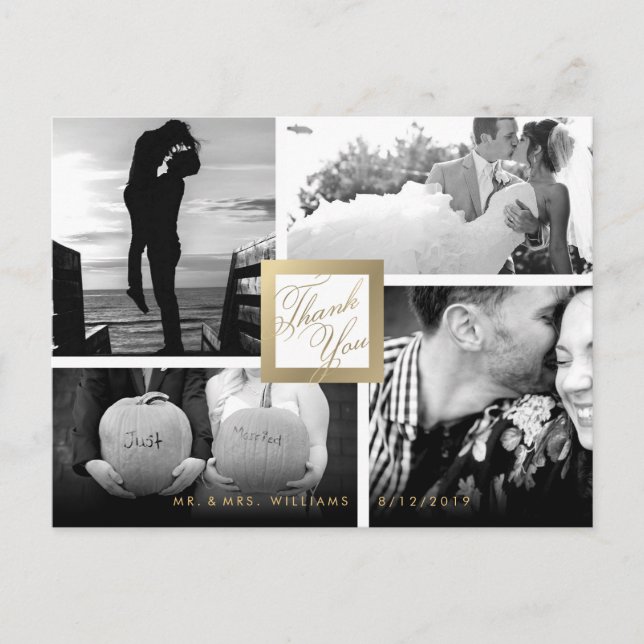 Faux Gold Merci Mariage 4 Photo Carte postale (Devant)
