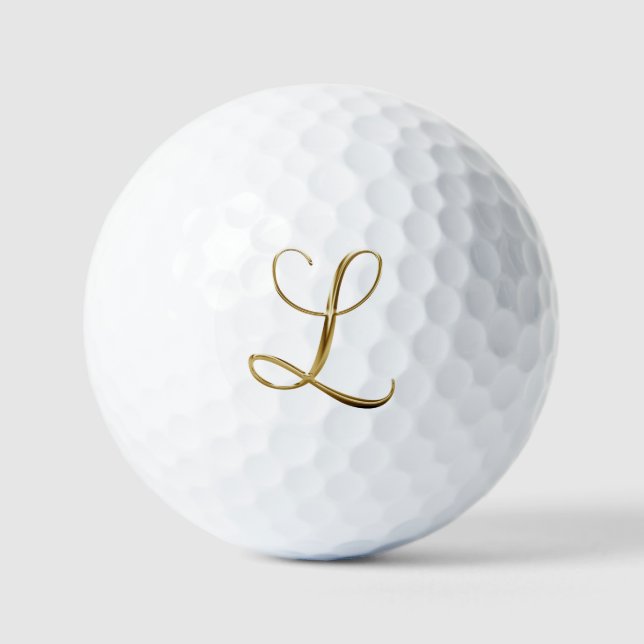 Faux-Gold-Metall-Monogramm L Golfball (Vorderseite)