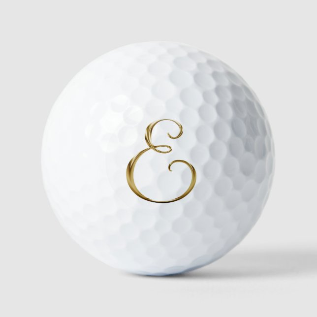Faux Gold Metallic Monogram E Golfball (Vorderseite)