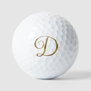 Faux Gold Metallisches Monogramm D Golfball