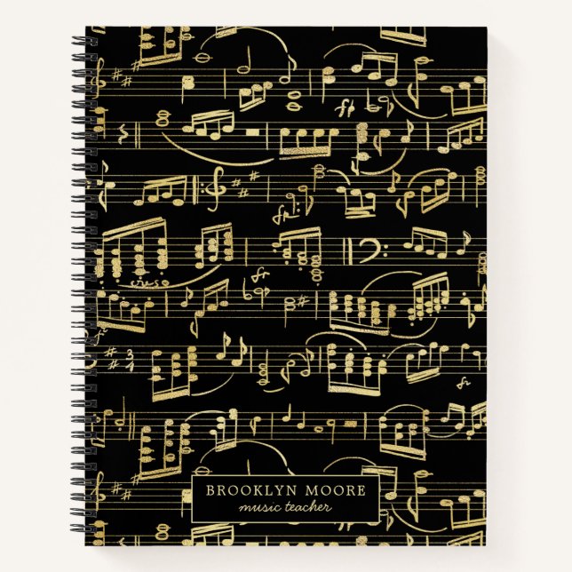 Faux Gold Music Note Journal personnalisé (Devant)