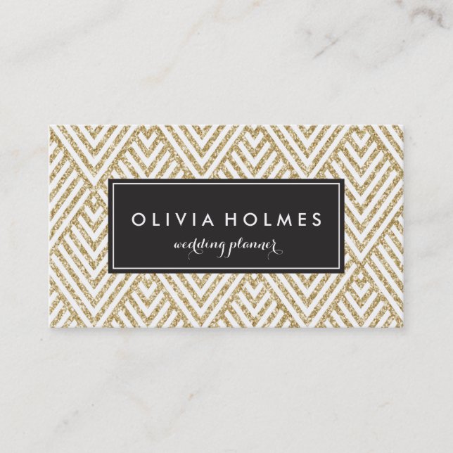 Faux Gold Parties scintillant Chevron Motif Carte  (Devant)