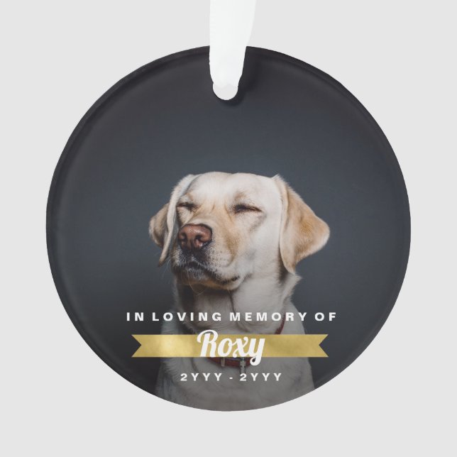 Faux Gold Pet Memorial Nom de la photo personnalis (devant)