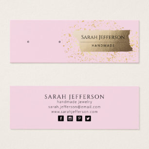Faux Gold Pink Minimalist Horizontal Jewelry Card