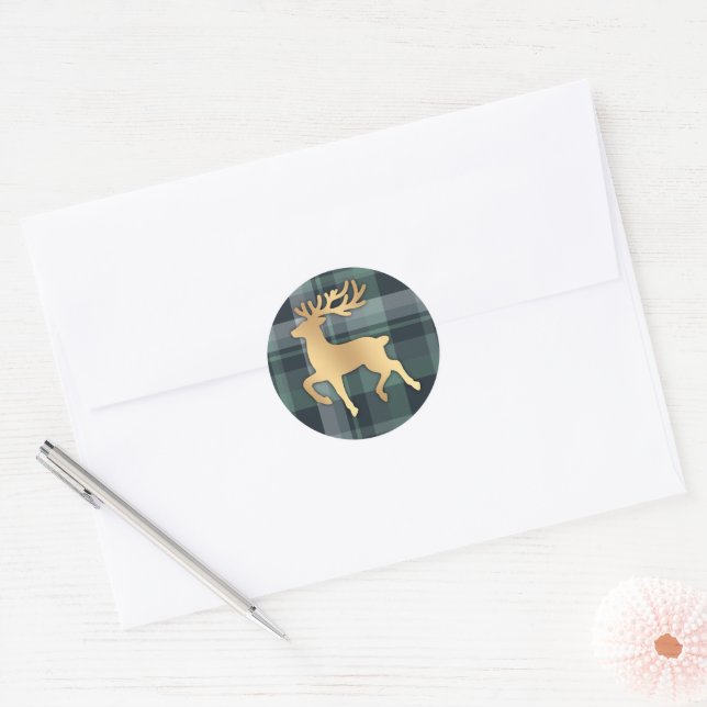 Faux Gold Reindeer Runder Aufkleber (Umschlag)