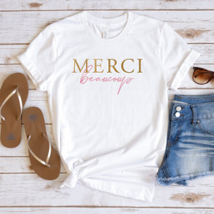 Faux-Gold Rosa Französisch Merci Beaucoup T-Shirt