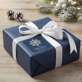 Faux Gold Snowflake Navy Blue Custom Holiday Quadratischer Aufkleber