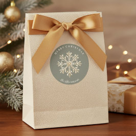 Faux Gold Snowflake Sage Green Custom Holiday Runder Aufkleber