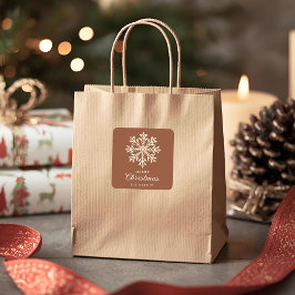 Faux Gold Snowflake Terracotta Custom Holiday Quadratischer Aufkleber