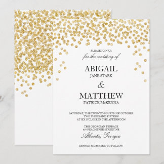 Faux Gold Sparkle Confetti Faire-part de mariage