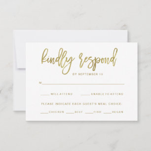 Faux-Gold-Typografie Essenswahl-RSVP RSVP Karte
