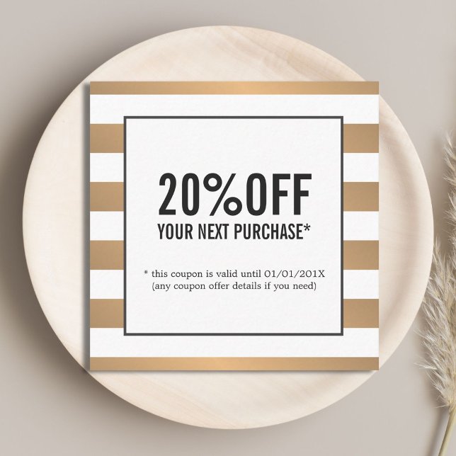 Faux Gold White Stripes Beauté Salon Coupon (Créateur téléchargé)