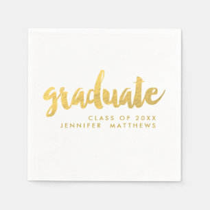 Faux-Goldfolie Absolvent   Abiturparty Servietten