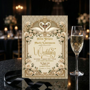 Faux-Goldfolien-Effekt Barock-Schwäne Formal Einladung
