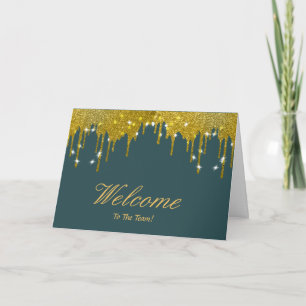 Faux-Goldfolien-Konfetti Elegante Funken Willkomme Karte