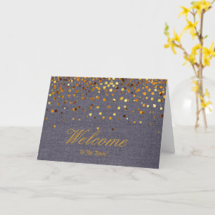 Faux-Goldfolien-Konfetti Elegante Funken Willkomme Karte