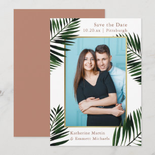 Faux-Goldrahmen Terrakotta-Hochzeitsfoto Save The Date