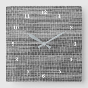 Faux Gray Fabric Cloth Modern Design Wall Clock Quadratische Wanduhr