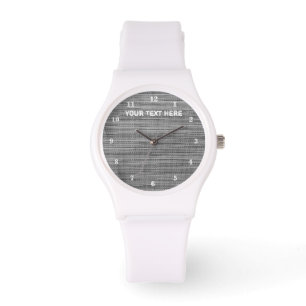 Faux Grey Fabric Votre texte personnalisé Montre c