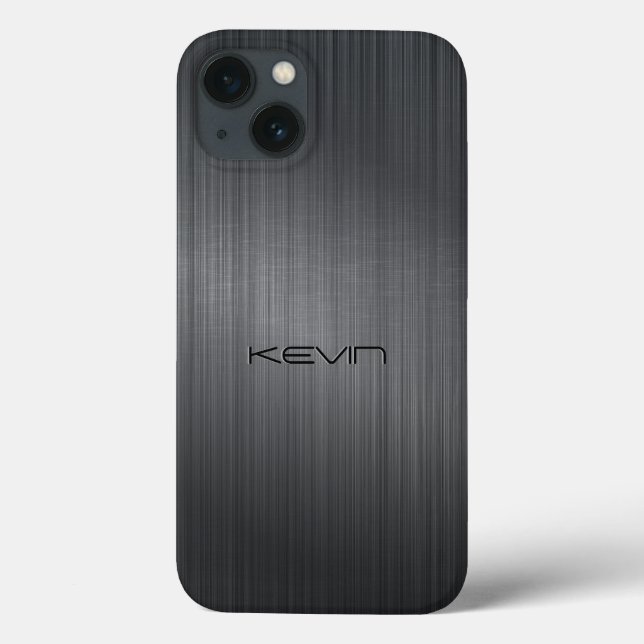 Faux gris foncé en aluminium brossé Coque Arrière  (Verso)