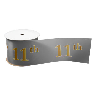 Faux/Imitation Gold "11." Ereignisnummer (Grau) Satinband