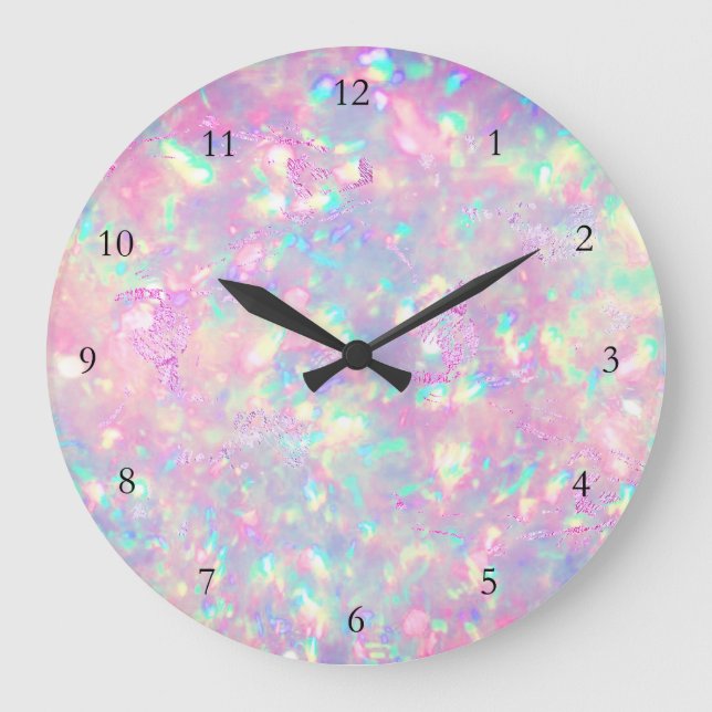 FAUX iridescent opal effect Large Clock Große Wanduhr (Vorderseite)