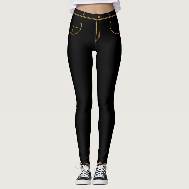 Faux jeans noirs leggings pour femmes (Devant)