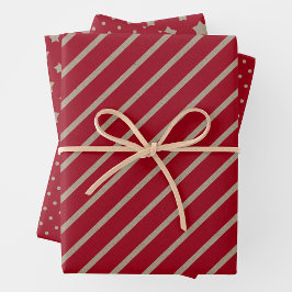 Faux Kraft Paper With Stars, Stripes & Polka Dots Geschenkpapier Set