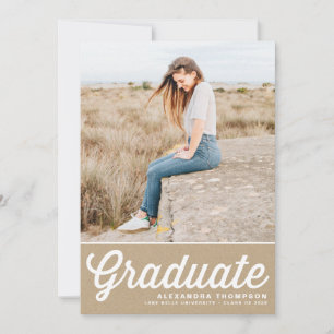 Faux-Kraft Retro-Bold-Typografie-Foto-Abschlussfei Einladung
