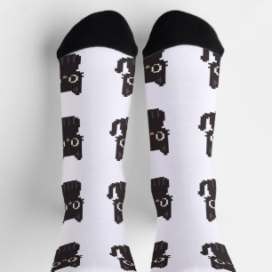 faux Kreuzstich-Pixelkunst Schwarze Katze Socken