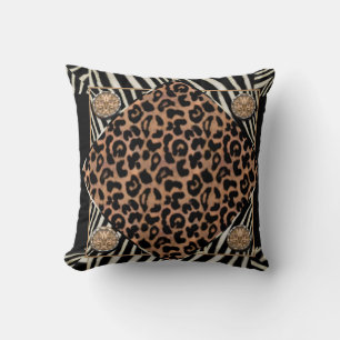 Faux Leopard et Zebra American MoJo Coussin