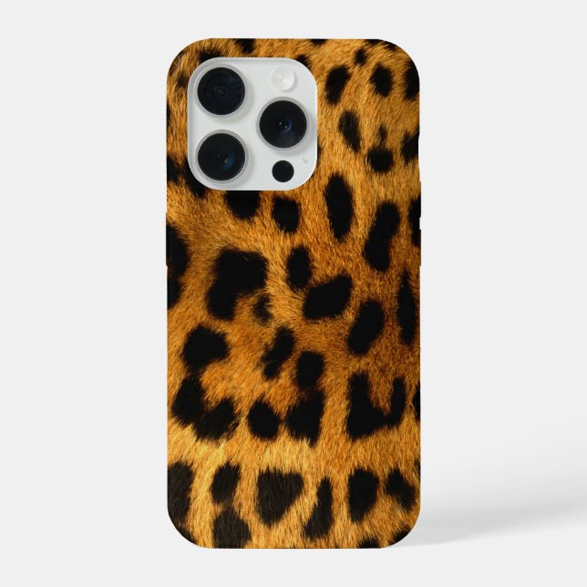 Faux Leopard Skin iPhone 15 Pro Hülle (Rückseite)