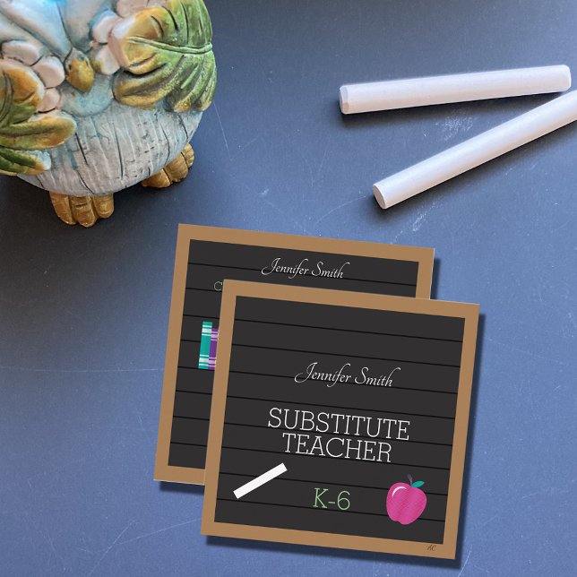 Faux Letter Board Teacher Square Business Cards Quadratische Visitenkarte (Von Creator hochgeladen)