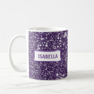 Faux lila Glitter-Textur-Look mit Ihrem Namen Kaffeetasse