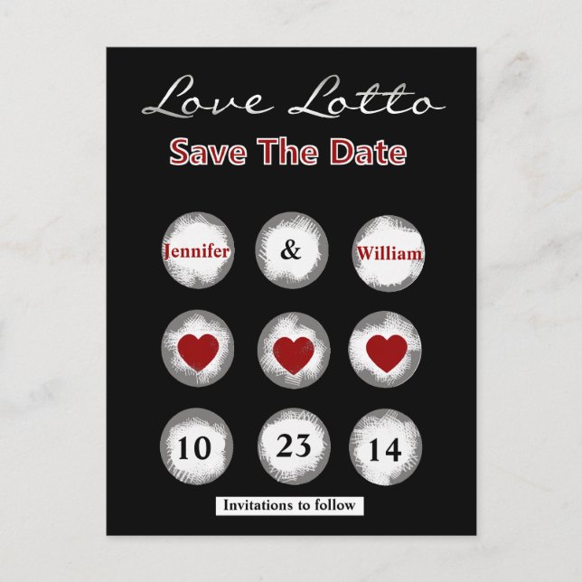 Faux Love Lotto Enregistrer la date Carte postale (Devant)
