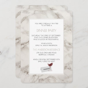 Faux Marble Alabaster Dîner Moderne Invitation