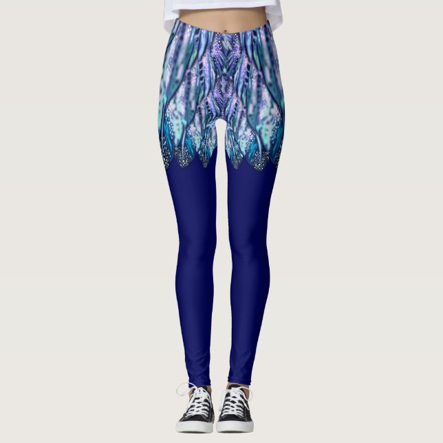 Faux Mini Plumes Jupe Drôle Leggings (Devant)