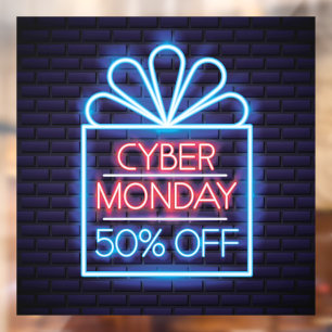 Faux Neon Cyber Monday 50% Rabatt Verkauf Geschäft Fensteraufkleber
