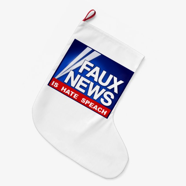 Faux News Großer Weihnachtsstrumpf (Vorderansicht (hängend))