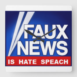 Faux News  Quadratische Wanduhr