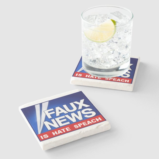 Faux News Steinuntersetzer (Seitenansicht)