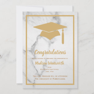 Faux or et marbre Faire-part de remise de diplôme