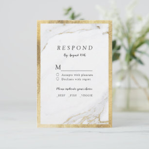 Faux or foin marbre luxe mariage moderne RSVP