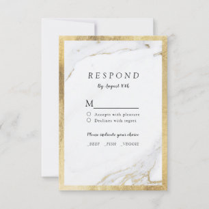 Faux or foin marbre luxe mariage moderne RSVP