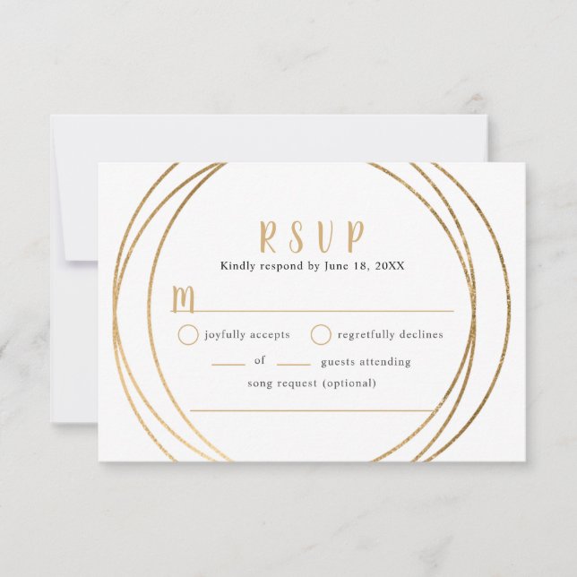 Faux or rond géométrique mariage buffet RSVP (Devant)