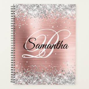 Faux Pailleté Argent Brillant Blush Rose Feuille M