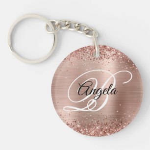Faux Pailleté Rose Gold Paillettes Feuille Monogra