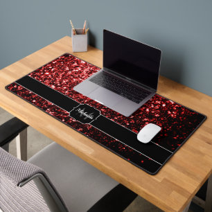 Faux paillettes rouges foncés scintillent Monogram