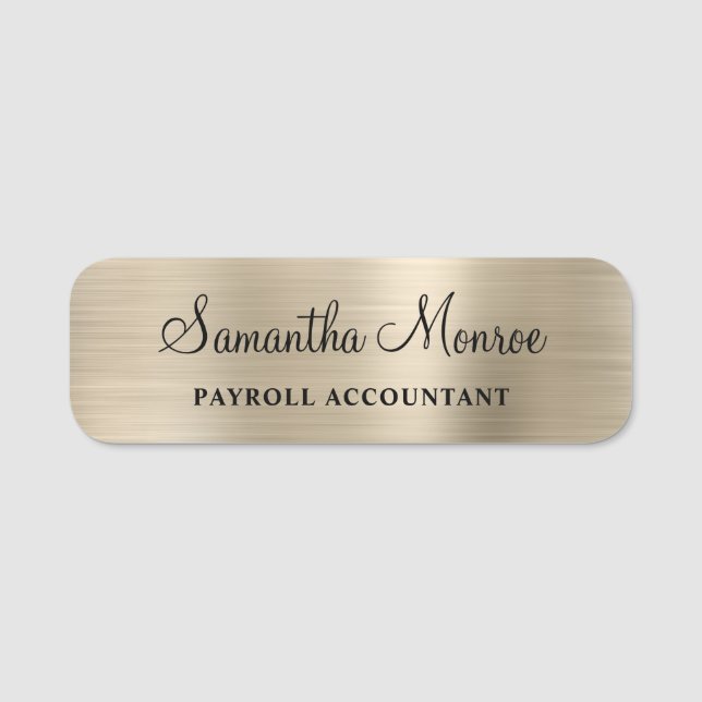 Faux Pale Gold Foil Namensschild (Vorderseite)